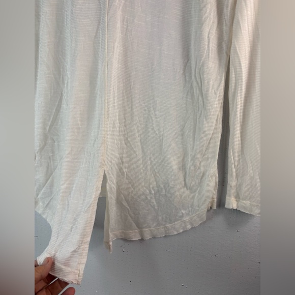 Free People M Boho Lace Trim V-Neck Long Sleeved Top in Off-White - Picture 7 of 10